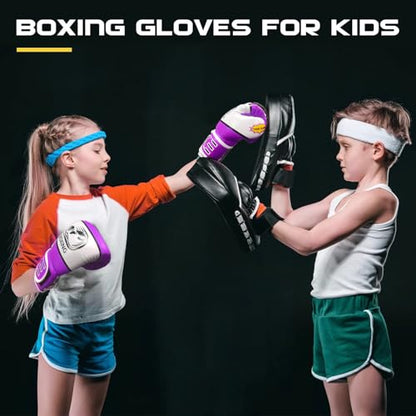 CKE Boxing Gloves for Kids Ages 5-12, Beginner Punch Bag Training Gloves - color: Purple