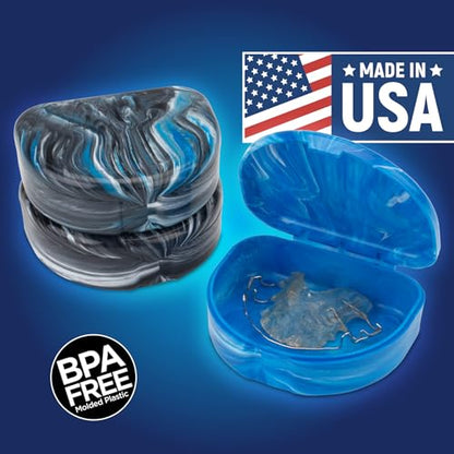 Practicon Marble Retainer Cases, Orthodontic Aligner Case, Mouth Guard Holder (3 Pack) (Midnight) - color: Midnight