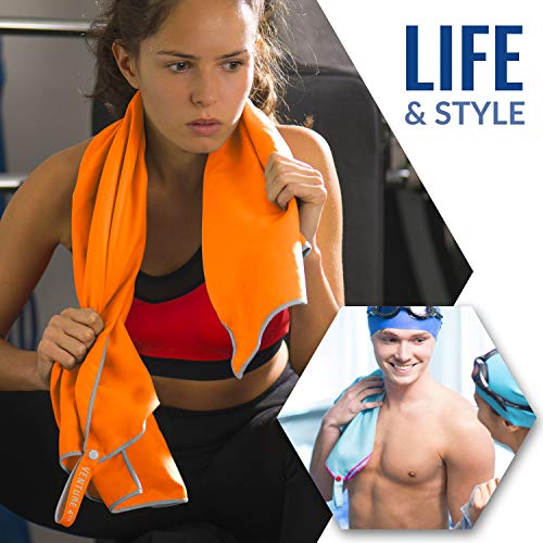 VENTURE 4TH Quick Dry Travel Towel, Ultra Soft Microfiber - 3 Sizes - color: Orange Gray, size: 72.00" x 31.50"