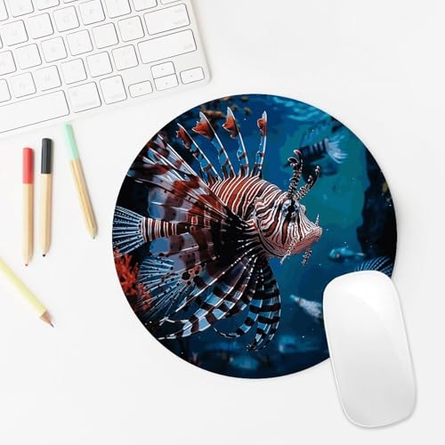 Fish in Fish Tank Mouse Pad with Non-Slip Rubber Base,Small Round Mousepad 7.8" Diameter,Mouse Mat for Computers, Laptop, Gaming, Office & Home