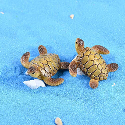 10 Pcs Resin Beach Sea Turtle Miniature Figurine, Fish Tank Decoration Fairy Garden Dollhouse Landscape Decor Ornament