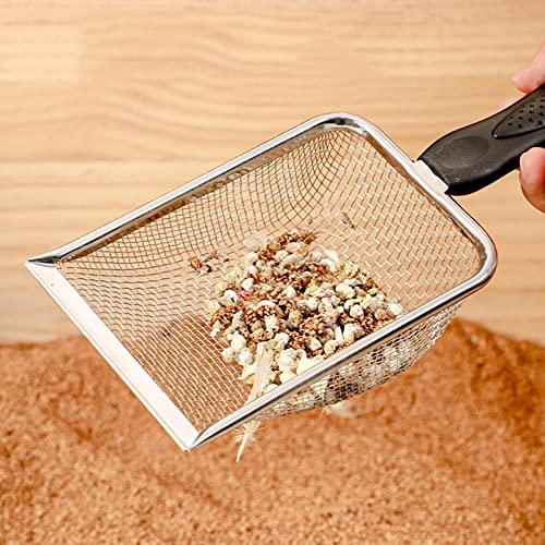 Sand Scooper Stainless Steel Fine Mesh Metal Shovel Terrarium Substrate Litter Corner Scoops Scooper for Bedding Bearded Dragon Scoops - size: 2.8mm hole