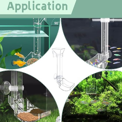 Aquarium Fish Shrimp Feeding Dish Set - Clear Feeder Tube and Dish With Cleaning Brush and Measuring Spoon for Shrimp - Prevents Food Scattering - Supplies for Small Fish