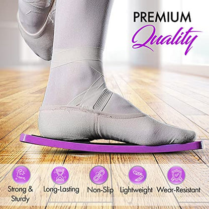 Turning Board for Dancers, Cheerleaders, Gymnasts, Ice Skaters | Improve Turns, Balance & Stability — Ballet Pirouette Trainer, Figure Skating & Gymnastics Practice Board - color: Purple with Bag