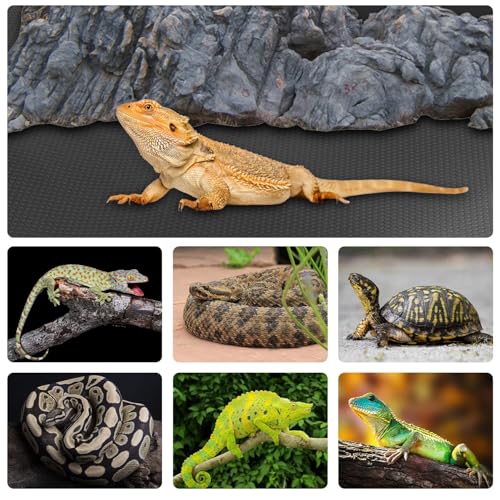 120 Gallon Reptile Terrarium Mat Liner, 96" X 24" Bearded Dragon Tank Accessories, Bearded Dragon Substrate flooring for 4x2x2 Reptile Enclosure, Reptile Bedding Carpet for Gecko,Lizard, Black