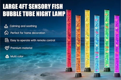 Large 4FT Sensory Bubble Tube Lamp with 16 Colour-Changing Effects,Remote Control,Calming Sensory Lights for Autistic,Bubble Tower Night Light Gift for Home,Bedroom,Office Decor
