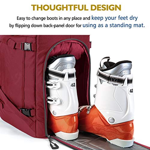 Unigear Ski Boot Bag Backpack 50L/70L for Helmet, Goggles, Skis & Snowboard - color: Red, size: 50L