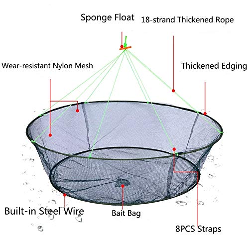 Fishing Net Trap for Bait Minnow Shrimp Crayfish Foldable Fish Crawdad Lobsters Cast Net Collapsible - size: Big (39.4 inches / 100 cm)
