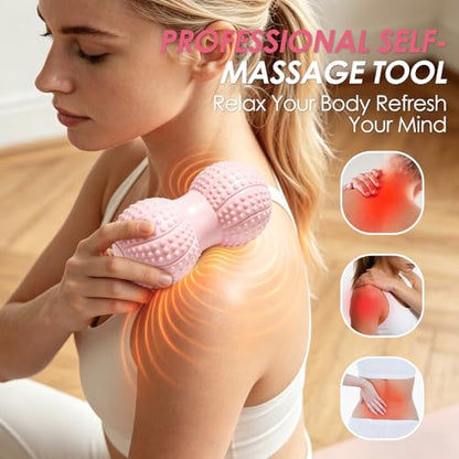 Large Peanut Massage Ball 4.3" Double Lacrosse Ball for Myofascial Release - color: Pink-large Peanut Ball