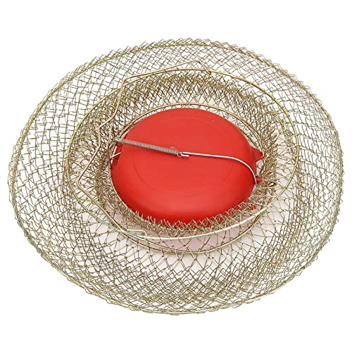Portable Fishing Cage , Stainless Steel Mesh Fishing Bait Storage Cage , to Floating Fish Basket with Floating Bowl , for Outdoor Fishing(33cm in Diameter)