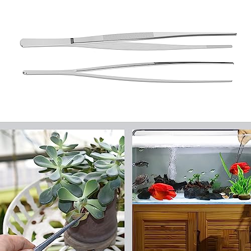 10 Inch Stainless Steel Tweezers, with Straight Round Blunt Serrated Tip, 0.07 Inch Thickness Stainless Steel, Multipurpose Daily Garden Home Lab Craft Repairing Tool - size: 10"L(0.07"T)