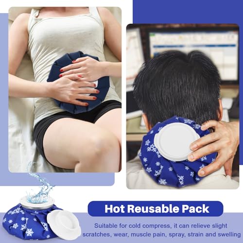 Honoson Reusable Ice Bags Hot Cold Therapy Leakproof,Snowflakes Style | Screw Cap Leak-proof Seal, For Injuries Swelling Bruises Fever, Soft Breathable Fabric Stays Flexible, Wide Opening Easy Fill - style: Snowflakes Style
