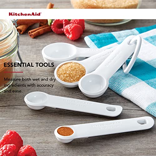 KitchenAid Plastic Measuring Spoons, Set Of 5, White - color: White