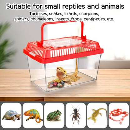 12Pcs Plastic Reptile Terrariums Carrier Cage, Tarantula Enclosure Snake Breeding Box Hatching Container Transparent Fish Tank Turtle Aquarium with Random Color Lid for Shrimp, S(5.9" x 3.5" x 4.3")