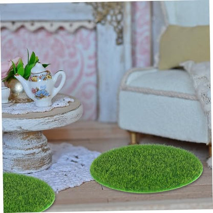 TOYANDONA 8pcs Round Artificial Grass Mats Fake Turf for Miniature Garden Lifelike DIY Grass Pad Moss Decorative Turf Wall Mat Faux Plants Indoor Zen Decor