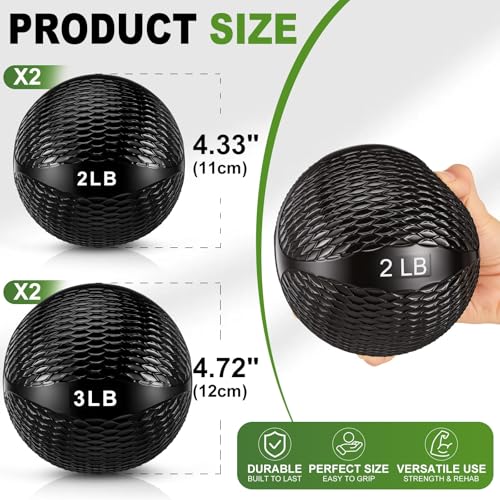 Halloscume 4 Pcs 2lb and 3lb Non Slip Weighted Toning Balls for Exercise, Innovations Soft Medicine Balls for Core Strength, Balance Training, Exercise, Pilates, Yoga, Flexibility
