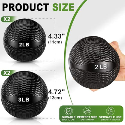 Halloscume 4 Pcs 2lb and 3lb Non Slip Weighted Toning Balls for Exercise, Innovations Soft Medicine Balls for Core Strength, Balance Training, Exercise, Pilates, Yoga, Flexibility