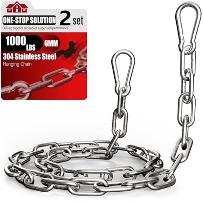 sprookber 45" Hanging Swing Chain,1000 lb Capacity,6 mm 304 Stainless Steel - color: Silver, size: 2 PACK 45inch