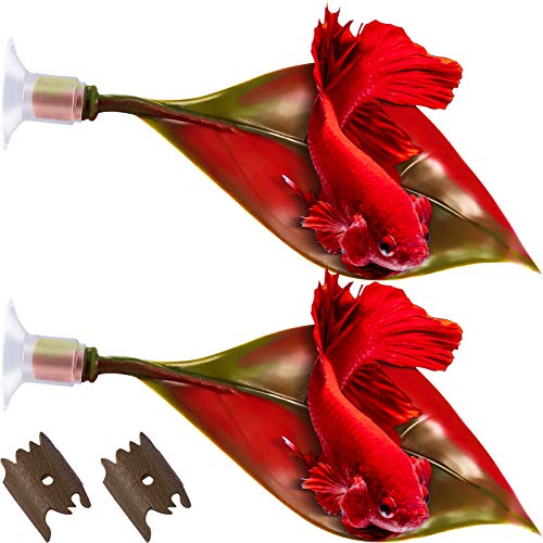 WILLBOND 2 Pcs Red Silicone Betta Fish Bed Leaf Hammock Betta Fish Tank Accessories Decorations for Aquarium Ornaments, Practical Resting Spot, Comfortable and Safe - color: Red