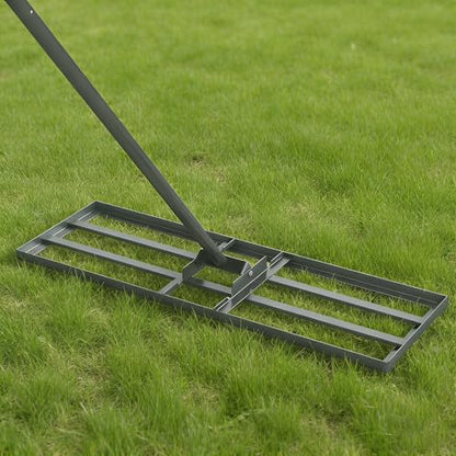 COSTWAY 30x10 Inch Lawn Leveling Rake, Soil Sand Dirt Leveling Tool, Ground Leveler for Yard, Landscape, Garden, Pasture (Silver, 30"x10") - color: Silver