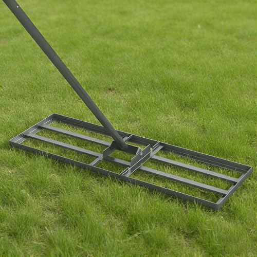 COSTWAY 30x10 Inch Lawn Leveling Rake, Soil Sand Dirt Leveling Tool, Ground Leveler for Yard, Landscape, Garden, Pasture (Silver, 30"x10") - color: Silver