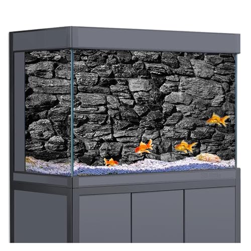 Aquarium Background Aquarium Background Sticker Marble Black Stone Rock Wall Wallpaper Fish Tank Reptile Habitat Terrariums Decorations(40x60cm 16x24in) - size: 40x60cm 16x24in