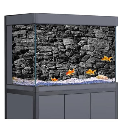 Aquarium Background Aquarium Background Sticker Marble Black Stone Rock Wall Wallpaper Fish Tank Reptile Habitat Terrariums Decorations(40x60cm 16x24in) - size: 40x60cm 16x24in