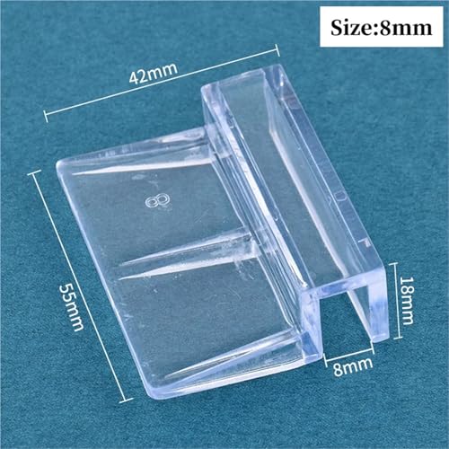 Aquarium lid Clips 8Pcs 5/6/8/10/12mm Aquarium Acrylic Clip Glass Cover Support Holders Accessories Transparent Fish Tank Cover Plate Bracket Clamp(8mm)