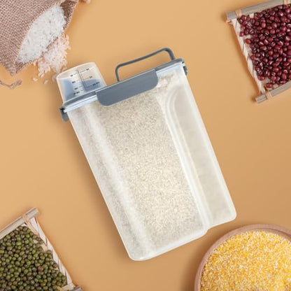 Rice Storage Container 10 Lbs, Airtight Food Dispenser with Large Spout and Cup for Pet Dog Cat Food Storage 7 Lbs - color: Grey-10L