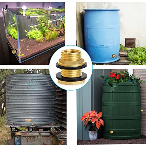 Brass Male Garden Hose Bulkhead Fitting With Plug, 1/2" Female NPT, 3/4" Male GHT (garden Hose Thread), Brass Tank Connector/drain/flush Port Kit For Rain Barrels, Aquariums, Sinks，1 Pack