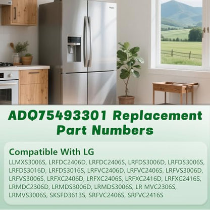 3-Pack ADQ75493301 Refrigerator Air Filter Cover Replacement, Compatible with LG Refrigerator Models LRFDS3016S, LRMVC2306S, LRFVC2406S, LRMDS3006S - Replaces 4952580, AP6887594, PS12724761