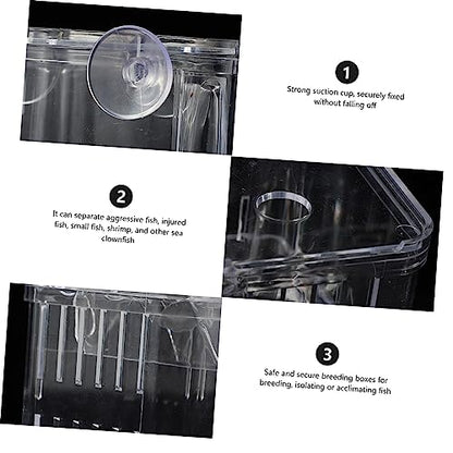 Abaodam 2Pcs Fish Breeding Box with Suction Cups Aquarium Isolation Case for Safe Acclimation and Separation of Juvenile Fish Tank