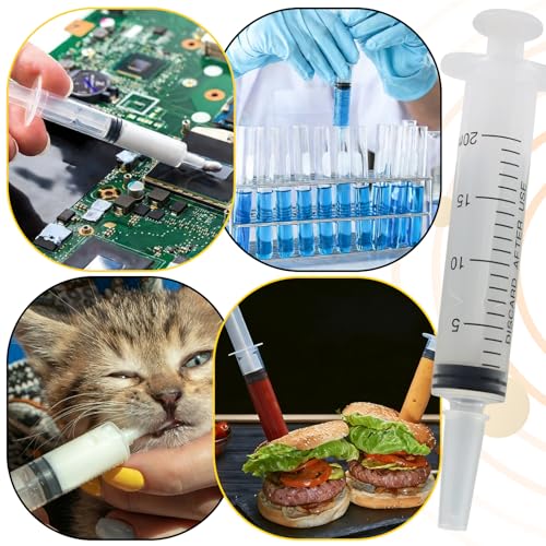 20ml Syringes Without Needle, 4 Pack Plastic Syringe with Cap for Pet Feeding, Scientific Labs, Glue, Oil & Precise Liquid Measurement - size: 20ml