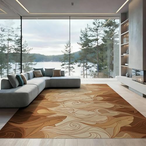 9'x12' Washable Flatwoven Rug, Beige Beachy Shark Stain Resistant Massive Carpet for Dining Room, Basement, Large Office, Non-Slip Chair-Friendly Mat | Ref:2067606 - color: Beige/Pattern 41, size: 9' x 12' (Rectangular)
