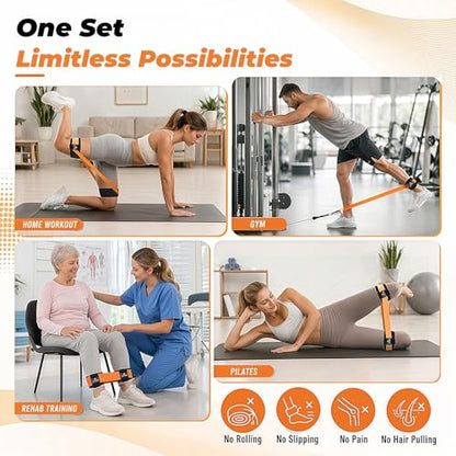 Resistance Band Anchor Straps for Legs, Ankles & Arms – No Rolling, No Slipping, Anti-Pinch, Hair-Friendly – Protective Sleeves for Loop-Style Booty Bands, Home & Gym Workouts