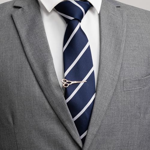 HAWSON 2/2.2 Inch Various Tie Clips for Men Unique, Personalized Novelty Tie Bars Pins Tacks, Funny Theme Wedding Holiday Gifts for Husband Groomsmens - style: Rose Gold Barber Scissors