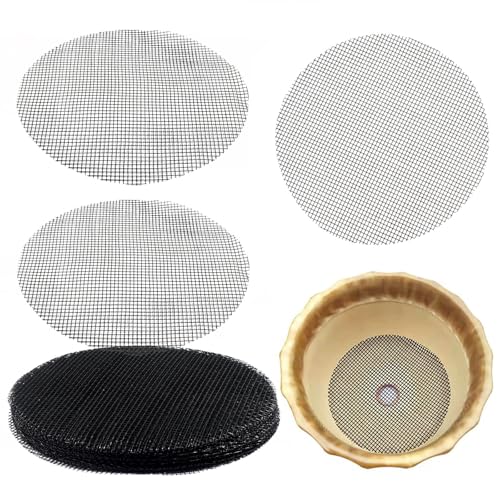 100 Pack Plant Pot Hole Mesh Pads, 4 Inch Drainage Hole Mesh Pad, Prevent Soil Loss, Bonsai Bottom Grid Mat for Terrariums, Pots & Planters