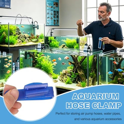 Fish for Tank Mounting Clip, Adjustable Hose Clamp Mounting Clip Water Pipe Hose Holder for 0.3"-1" Dia Tube, (Blue/Orange), Intended for Aquarium Air Pump/Pipe Organizer