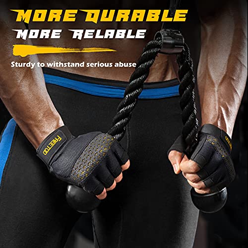 FREETOO Fingerless Workout Gloves for Men,Padded Palm Weight Lifting Gloves - size: Large
