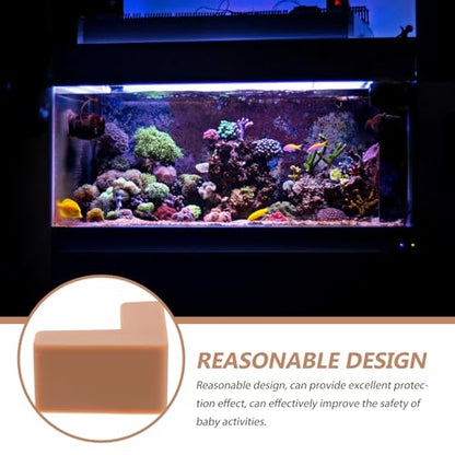 6pcs Silicone Desk Corner Guards for Fish Tank and Pet Carrier, Medium Brown Flexible Edge Protectors for Furniture Safety and Impact Prevention