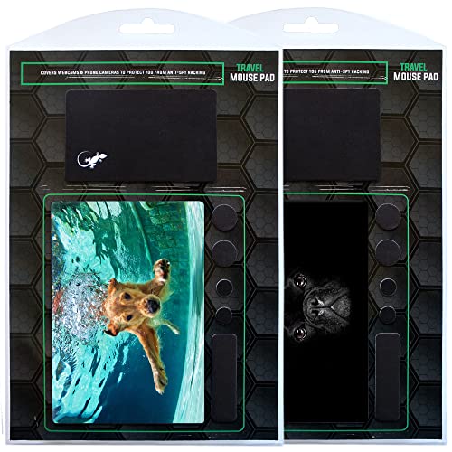 Mouse Pad Adhesive Bottom - Sticks to Any Surface - Portable - Webcam Covers and Screen Cleaner Included (2 Pack - Dog Set) - color: 2 PACK - DOG SET