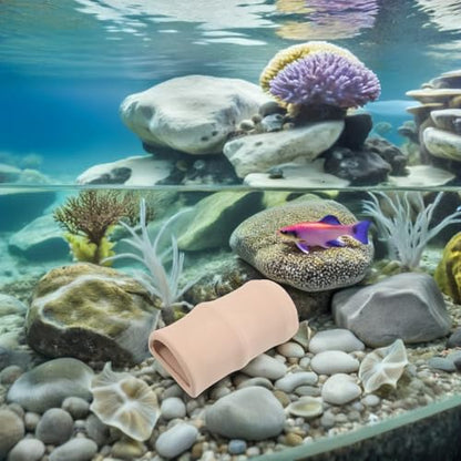 Kisangel 2pcs Aquarium Pleco Cave Decorations, D-Shaped Fish Spawning Shelter, Ceramic Cichlid Breeding Cave, Hideout Tube for Shrimp, Betta, Catfish