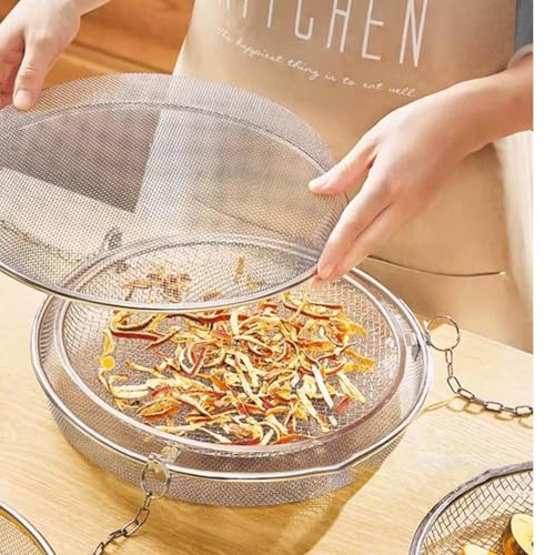 Food Drying Fish Net – Stainless Steel Mesh Rack, Round Hanging Dry Nets | Foldable Multi Layer Air Drying Baskets, Breathable Fly Proof Organizers for Fish, Fruits, Herbs, Vegetables and Outdoor