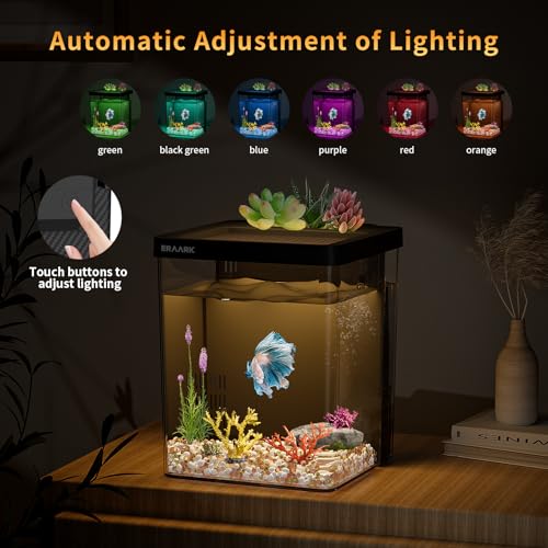 1.5 Gallon Betta Fish Tank Aquarium kit with Filter LED Light, Water Pump, Fish Tank Starter Kits, Fish Bowl