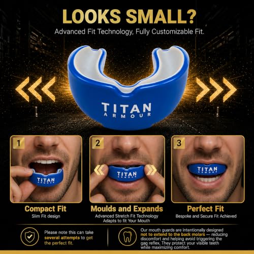 Mouth Guard Boxing, Dual-Layer Boil & Bite Mouthguard, Adult | Premium Dual-Layer | Case Included | Adult & Youth Custom-Fit Mouthpiece | Football, MMA, Hockey, Lacrosse, BJJ, Basketball - color: Blue, size: Adult Age 11+