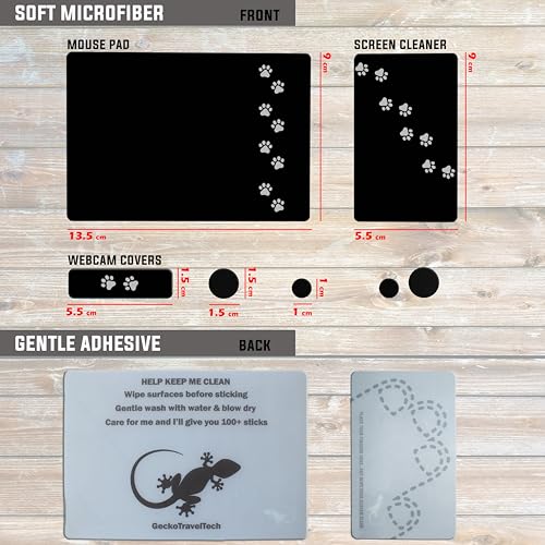 Mouse Pad Adhesive Bottom - Sticks to Any Surface - Portable - Webcam Covers Included (2 Pack - Dog PAW) - color: 2 PACK - DOG PAW
