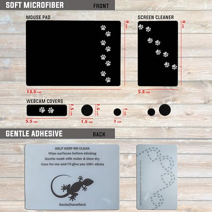 Mouse Pad Adhesive Bottom - Sticks to Any Surface - Portable - Webcam Covers Included (2 Pack - Dog PAW) - color: 2 PACK - DOG PAW