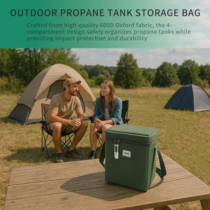 Mini 1LB Propane Tank Storage Bags, Small Camping Fuel Cylinder Carry Bag for 2-Pack Propane Tanks 16 OZ, Portable Refillable Small Propane Gas Canister Bottle Case with Padding, Bag Only