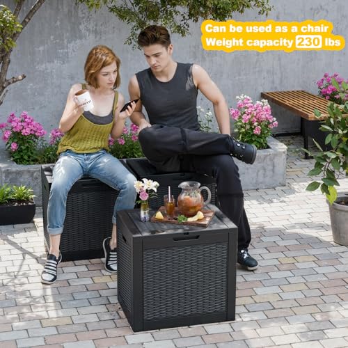 Deck Box Large Outdoor Storage for Patio Furniture,Outdoor Cushions,Garden Tools and Pool Supplies,Waterproof,Resin,Lockable (Black, 35 Gallon)