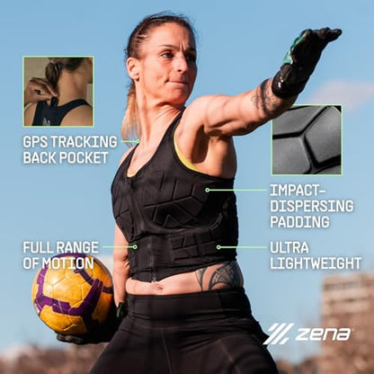 Zena Sport - Adult Chest Protector Vest for Women - Front Zip Padded Compression Vest - for Contact Sports, Lacrosse, & More - size: X-Small